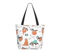 Borsa a tracolla unisex con bandiera dell'Honduras, riutilizzabile, pieghevole, casual, elegante, per la spesa, per spiaggia, viaggi, lavoro, scuola, bradipo marrone., Taglia unica