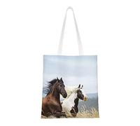 Borsa a tracolla unisex con bandiera di Porto Rico, riutilizzabile, pieghevole, casual, elegante, per la spesa, per spiaggia, viaggi, lavoro, scuola, Cavalli Running Art, Taglia unica