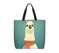 Borsa a tracolla unisex con bassotto parigino, riutilizzabile, pieghevole, casual, elegante, per la spesa, per spiaggia, viaggi, lavoro, scuola, Llama in una sciarpa, Taglia unica