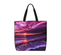 Borsa a tracolla unisex con bella isola nel mare, riutilizzabile, pieghevole, casual, elegante, per la spesa, per spiaggia, viaggi, lavoro, scuola, Tramonto Spiaggia Rosa, Taglia unica