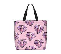 Borsa a tracolla unisex con bella isola nel mare, riutilizzabile, pieghevole, casual, elegante, per la spesa, per spiaggia, viaggi, lavoro, scuola, Motivo a rombi rosa., Taglia unica