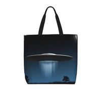 Borsa a tracolla unisex con bella isola nel mare, riutilizzabile, pieghevole, casual, elegante, per la spesa, per spiaggia, viaggi, lavoro, scuola, Disco volante a Nig, Taglia unica