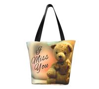 Borsa a tracolla unisex con carota felice, riutilizzabile, pieghevole, casual, elegante, per la spesa, per spiaggia, viaggi, lavoro, scuola, Miss You Bear, Taglia unica