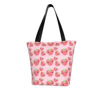 Borsa a tracolla unisex con carota felice, riutilizzabile, pieghevole, casual, elegante, per la spesa, per spiaggia, viaggi, lavoro, scuola, Simpatica fragola., Taglia unica