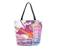 Borsa a tracolla unisex con citazione del Big Ben City Bus di Londra, riutilizzabile, pieghevole, casual, elegante, per la spesa, per spiaggia, viaggi, lavoro, scuola