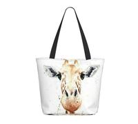 Borsa a tracolla unisex con fiore colorato, riutilizzabile, pieghevole, casual, elegante, per la spesa, per spiaggia, viaggi, lavoro, scuola, giraffa intelligente, Taglia unica
