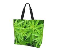 Borsa a tracolla unisex con fiore viola, riutilizzabile, pieghevole, casual, elegante, per la spesa, per spiaggia, viaggi, lavoro, scuola, Foglia, Taglia unica