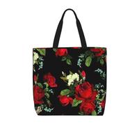 Borsa a tracolla unisex con giraffa intelligente, riutilizzabile, pieghevole, casual, elegante, per la spesa, per spiaggia, viaggi, lavoro, scuola, Bellissimo regalo con rosa., Taglia unica