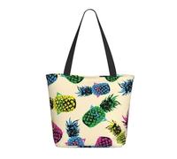 Borsa a tracolla unisex con isola marina, cielo, nuvole, riutilizzabile, pieghevole, casual, elegante, per la spesa, per spiaggia, viaggi, lavoro, scuola, Ananas, Taglia unica