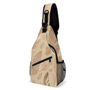 Borsa a tracolla unisex, con motivo a foglie, regolabile, per escursioni e viaggi