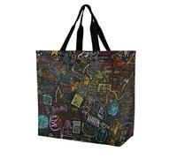 Borsa a tracolla unisex con motivo marmorizzato blu pastello viola riutilizzabile, pieghevole, casual, elegante, per la spesa, per spiaggia, viaggi, lavoro, scuola, Formula matematica., Taglia unica