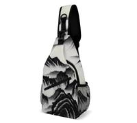 Borsa a tracolla unisex, con paesaggio cinese, borsa a tracolla regolabile, zaino piccolo per escursioni e viaggi