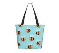 Borsa a tracolla unisex con simpatico lama, riutilizzabile, pieghevole, casual, elegante, per la spesa, per spiaggia, viaggi, lavoro, scuola, Modello ape cartone animato, Taglia unica