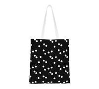 Borsa a tracolla unisex con zebra arcobaleno, riutilizzabile, pieghevole, casual, elegante, per la spesa, per spiaggia, viaggi, lavoro, scuola, Nero Bianco Polka Do, Taglia unica