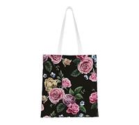 Borsa a tracolla unisex con zebra arcobaleno, riutilizzabile, pieghevole, casual, elegante, per la spesa, per spiaggia, viaggi, lavoro, scuola, Black Blackgound Ros, Taglia unica