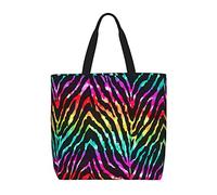 Borsa a tracolla unisex divertente con delfino che ti guarda perfetto, riutilizzabile, pieghevole, casual, elegante, per la spesa, per spiaggia, viaggi, lavoro, scuola, Zeb arcobaleno colorato, Taglia