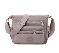 Borsa a tracolla unisex in nylon con tasche multiple frontali con cerniera | Una borsa organizer rettangolare nera con diverse cerniere frontali orizzontali, tasche laterali e una tracolla regolabile