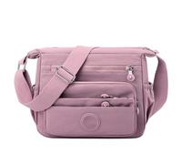 Borsa a tracolla unisex in nylon con tasche multiple frontali con cerniera | Una borsa organizer rettangolare nera con diverse cerniere frontali orizzontali, tasche laterali e una tracolla regolabile