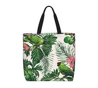 Borsa a tracolla unisex, motivo damascato, perfetta idea regalo di Babbo Natale, riutilizzabile, pieghevole, casual, elegante, per la spesa, per spiaggia, viaggi, lavoro, scuola, Coppia Pappagalli