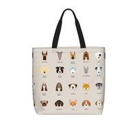 Borsa a tracolla unisex per uso quotidiano, riutilizzabile, pieghevole, casual, elegante, per la spesa, per spiaggia, viaggi, lavoro, scuola, Razza canina, Taglia unica