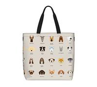 Borsa a tracolla unisex, riutilizzabile, pieghevole, casual, elegante, per la spesa, per spiaggia, viaggi, lavoro, scuola, Razza canina, Taglia unica