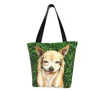 Borsa a tracolla unisex viola lavanda riutilizzabile pieghevole casual elegante borsa a tracolla per spiaggia, viaggi, lavoro scuola, Cane Chihuahua., Taglia unica