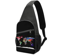 Borsa A Tracolla Unisex Zaini A Tracolla Per Escursionismo, Lavoro, Ciclismo Flag Map Of The World Print Antifurto Borsa Petto