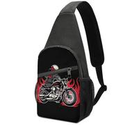 Borsa A Tracolla Unisex Zaino Da Giorno Per Lavoro, Running, Scuola A Skull On Motorcycle Flames Print Antifurto Daypack
