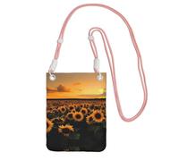 Borsa a tracolla universale nera per telefono, leggera, con stampa di girasole e tramonto (1), perfetta per lo shopping e le attività all'aperto, rosa, Taglia unica