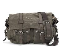 Borsa a Tracolla Uomo Da Viaggio o Lavoro in Stile Militare Con Finiture in Vera Pelle Bovina e Canvas per PC Laptop o portadocumenti | Zaino a Tracolla (Verde kaki)