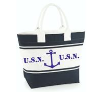 Borsa a Tracolla US Army USN United States Blu Marino Ancora WK2 Tela Shopper