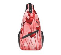 Borsa a tracolla Valentines Heart Pink 3D Love Hiking Daypack Crossbody Shoulder Backpack Travel Chest Pack for Men Women