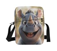 borsa a tracolla verde borse a tracolla per le donne Casual borsa a tracolla borsa a tracolla per viaggio tracolla regolabile per lavoro cartone animato divertente rinoceronte felice
