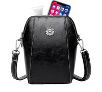 Borsa a tracolla verticale, in pelle, combinabile, per contanti, occhiali, chiavi, passaporto, lavoro, appuntamenti, shopping, viaggi, Nero , Siehe Beschreibung