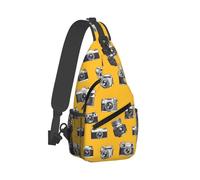 Borsa a tracolla vintage con stampa gialla per uomo e donna, borsa a tracolla per viaggi ed escursioni