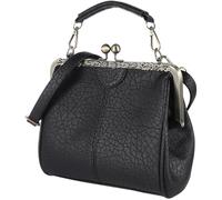 Borsa a tracolla vintage da donna, in pelle PU, nera, ideale per l'uso quotidiano, lavoro e tempo libero, 23 x 23 x 10 cm