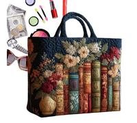 Borsa a tracolla vintage floreale - borsa da biblioteca trapuntata da donna | Borsa a tracolla ricamata con motivo floreale a forma di novella, in tessuto cucito Heritage con divisa scolastica
