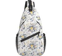 Borsa a tracolla Vintage Flower Yellow Rose Butterfly Escursionismo Daypack Crossbody Shoulder Backpack Travel Chest Pack for Men Women