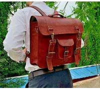 Borsa A Tracolla Vintage In Pelle Per Laptop 18" Briefcase Zaino Satchel Uomo