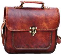 Borsa A Tracolla Vintage In Pelle Real Vintage Handmade Per Uomo Donna, Marrone