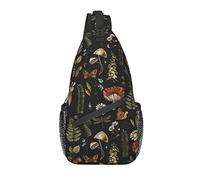Borsa a tracolla Vintage Magic Mushroom Leaf Forest Hiking Daypack Crossbody Shoulder Backpack Travel Chest Pack for Men Women