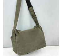 Borsa a tracolla vintage minimal con patta, borsa a tracolla in tela lavata spessa, stile di strada americano, grande capacità, zaino scolastico, campus universitario Colore unicoNylon