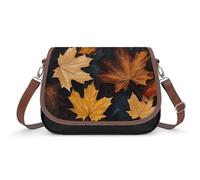 Borsa a tracolla viola con farfalle e fiori da donna, in pelle, borse da viaggio, borse a tracolla, borsa tote per uso quotidiano, Pittura d'arte foglia d'acero, Taglia unica