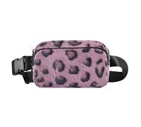 Borsa a tracolla viola con texture leopardata color cipria, per donne, uomini, adolescenti, grande capacità, con cinghia regolabile, per allenamento, corsa, escursionismo, Blush Leopard texture pelle