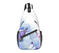 Borsa a tracolla viola fiore bianco farfalla iris escursionismo zainetto zaino a tracolla zaino da viaggio per uomo donna
