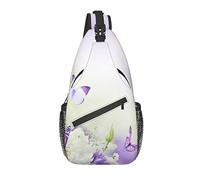 Borsa a tracolla viola fiore bianco farfalla primavera escursionismo zainetto zaino a tracolla zaino da viaggio per uomo donna