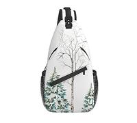 Borsa a tracolla Watercolor Forest Winter Lamdscape Tree Escursionismo Daypack Crossbody Shoulder Backpack Travel Chest Pack for Men Women
