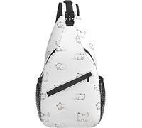 Borsa a tracolla White Cat Kitten Hiking Daypack Crossbody Shoulder Backpack Travel Chest Pack for Men Women