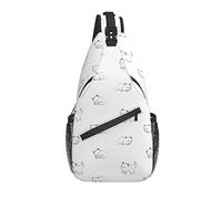 Borsa a tracolla White Cat Kitten Hiking Daypack Crossbody Shoulder Backpack Travel Chest Pack for Men Women