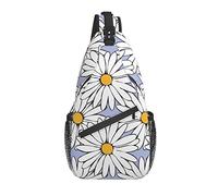 Borsa a tracolla White Daisy Flower Bloom Spring Hiking Daypack Crossbody Shoulder Backpack Travel Chest Pack for Men Women